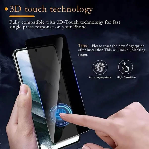 2 pack privacy screen protector for samsung galaxy s22 ultra 6.8" , anti spy tempered glass with fingerprint unlock, 9h hardness, ultra hd