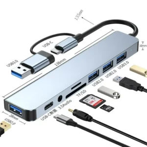 7 in 2 usb c hub, usb c adapter with 4k hdmi, 100w pd, 3 5gbps data ports (1 usb c and 2 usb 3.0), tf/sd card reader, usb hub for laptops, macbook pros