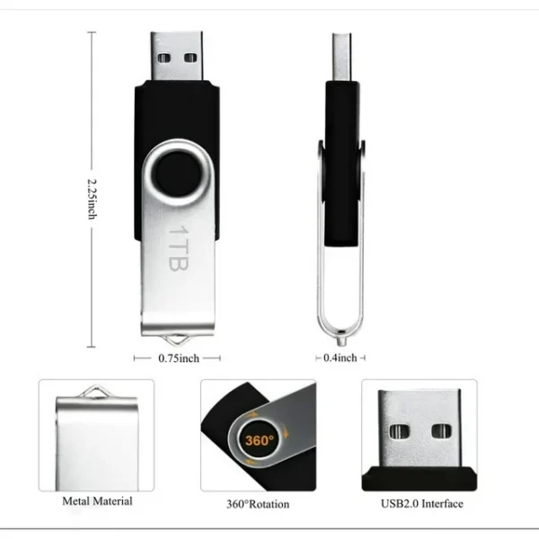 usb flash drive 1tb/1000gb 1pack,rotatable design,ideal for storing photos and data backup maolai