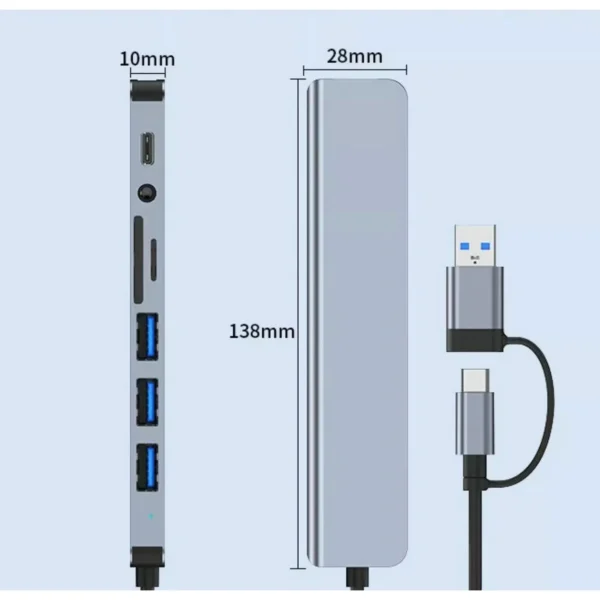 7 in 2 usb c hub, usb c adapter with 4k hdmi, 100w pd, 3 5gbps data ports (1 usb c and 2 usb 3.0), tf/sd card reader, usb hub for laptops, macbook pros