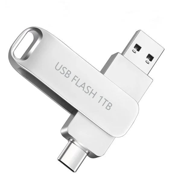 usb flash drive 1tb/1000gb 2in1 otg thumb drive storage photo stick for type c phones, laptops, pc, etc