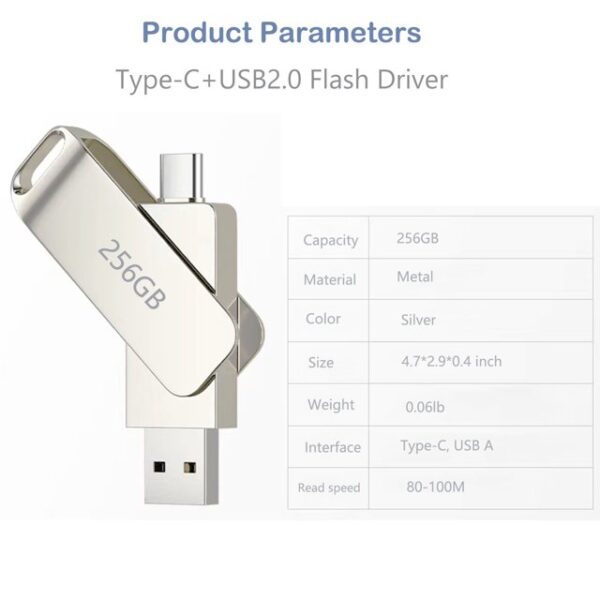 256gb usb c dual flash drive 2 in 1 otg usb 3.0 + usb c memory stick,dual thumb photo usb stick jump drive for android smartphone, computers, macbook, tablets, pc