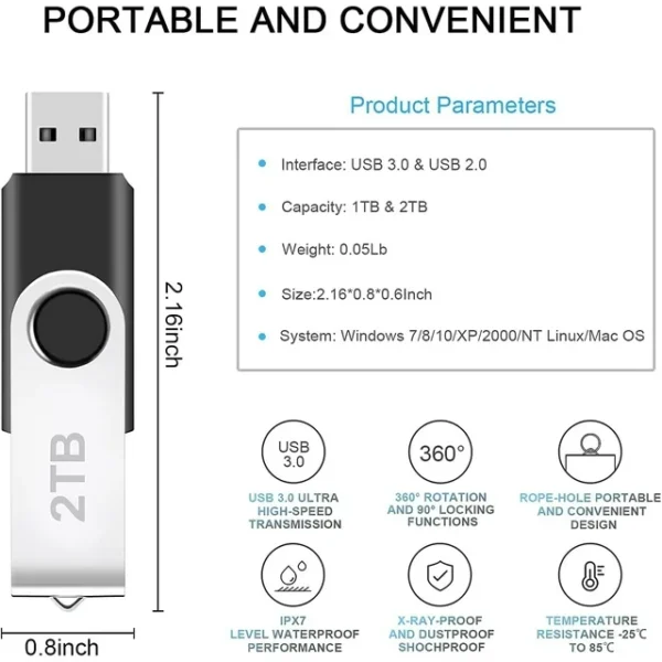 2tb usb flash drive, portable thumb drive memory stick for pc/laptop (2000gb) maolai