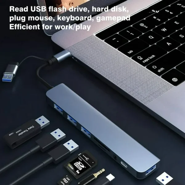 7 in 2 usb c hub, usb c adapter with 4k hdmi, 100w pd, 3 5gbps data ports (1 usb c and 2 usb 3.0), tf/sd card reader, usb hub for laptops, macbook pros